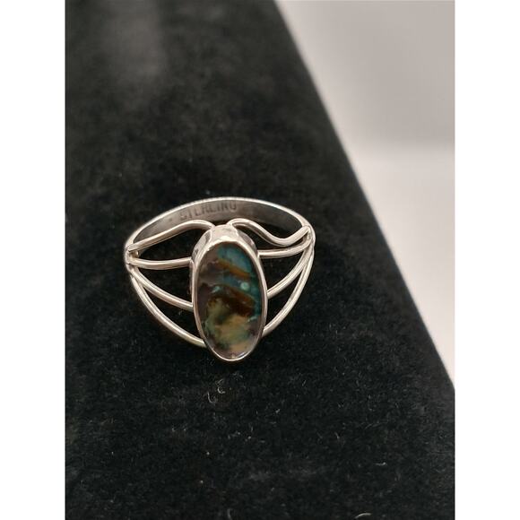 Vintage Sterling .925 Silver Mother-of-Pearl Ring 7 Delicate Feminine Retro - Picture 7 of 9